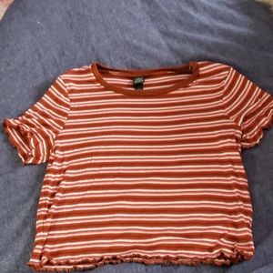 Wild Fable Striped Lettuce-Edge Baby Tee L